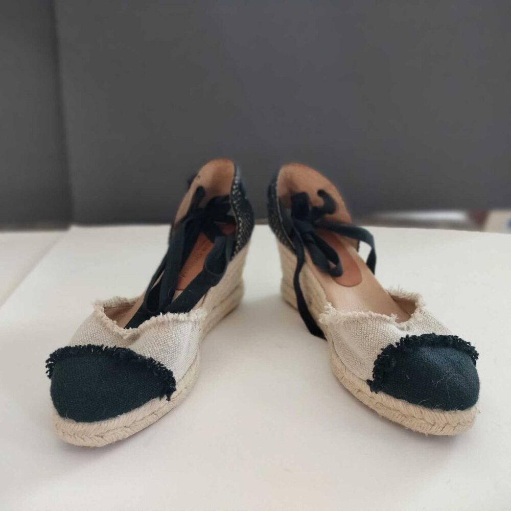 Women's Shoes - Patricia Green Poppy Black Slingback Espadrille Wedge Sandals